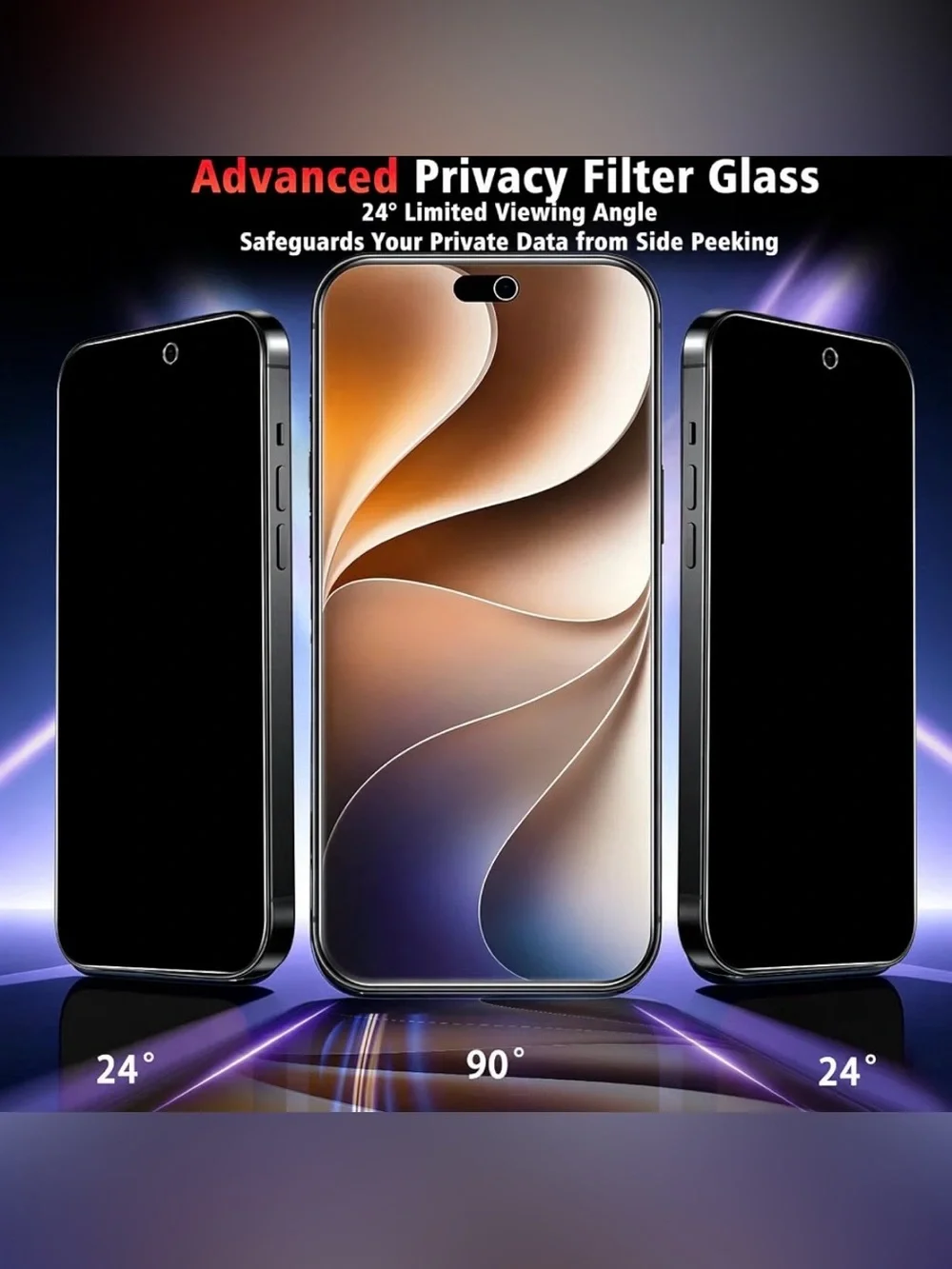 Privacy Screen Protector for 18 Pro, Tempered Glass